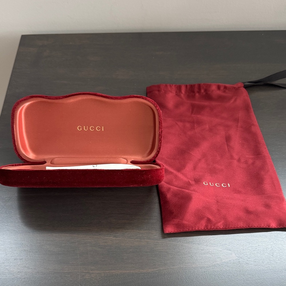Gucci Burgundy Velvet Eyewear Case with Pouch